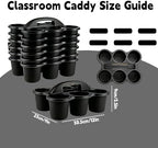 6 Pack Classroom Caddy Organizer with Handle Black Plastic Table Caddy 6 Compartments Storage Cup Holder for School Supplies Art Crafts Crayons Pencils Stackable Desk Caddy for Office Home - Image 2