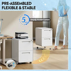 DEVAISE 2 Drawer File Cabinet with Lock, Fully Assembled Except Casters - Image 5