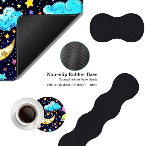 Mouse Pad,Large Desk Mat Set, 4in1 XL Mousepad + Keyboard Wrist Rest+Mouse Wrist Rest+Coaster with Ergonomic Desk Pad for Home Office Table Computer Cover -Colored Universe - Image 2