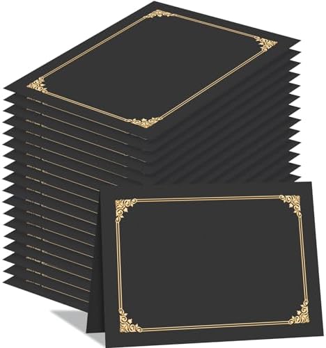 HAUTOCO 50 Pcs Certificate Holders, Black Diploma Folders Document Covers with Gold Foil Border for Letter Size 8.5x11 Cardstock, Award, Graduation by HAUTOCO