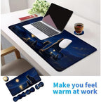 Memory Foam Keyboard Wrist Rest Desk Mat Set, Moonlit Cat Family - Image 6