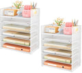 Subekyu 6-Tier Desk Paper Organizer, Desktop File Letter Tray with Handle, Document Sorter and Accessories Holder for Office, Home and School Workspace Organizers, White - 2 Pack by SUBEKYU