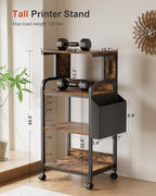 Tall Printer Stand with Charging Station, 4-Tier Mobile Printers Cart - Image 2