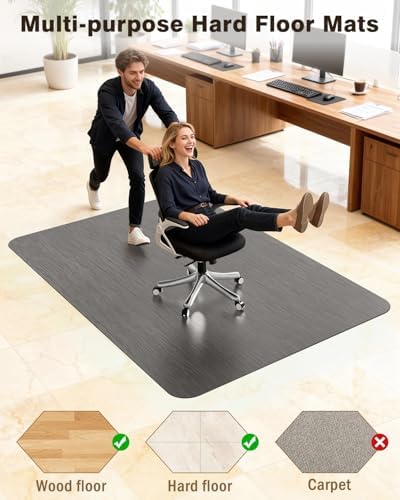 Blvornl Ultra Large Office Chair Mat for Hardwood Floor, Rolling Chair Mat for Hard Wood, Large Anti-Slip Hard Floor Protector, Heavy Duty Computer Desk Rug for Office and Home 47.2"*60" Grey - Image 5