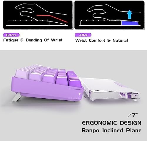 Acrylic Keyboard Wrist Rest - Wrist Support for Keyboard CNC Aluminum Alloy Customized Logo - Keyboard Pad Home & Office - Keyboard Wrist Pad with Anti-Slip Mat for 60% Compact Keyboard,Purple - Image 3