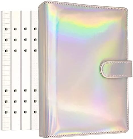 PU Leather Personal Notebook Planner with 80 Pages Loose-Leaf Papers 6 Holes Ring Binder Pen Holder Magnetic Buckle (Rainbow, A5 Mini) by Zelten