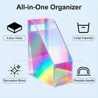 Acrylic Magazine Rack Desk File Holder Organizer for Office Desktop Vertical Magazine Storage Box, 12 x 10 x 5'', Iridescent - Image 3