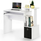 Furinno Econ Desk, 40-in Wide Gaming Desk with Keyboard Tray, Plain White - Image 4