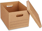 Amazon Basics Moving and Storage Boxes with Handles and Lift-Off Lids, File Storage, Collapsible, 15x10x12 in, Brown, 20-Pack - Image 2