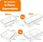15Pcs Clear Expandable Drawer Organizer Bins for Vanity Desk Bathroom - Image 2