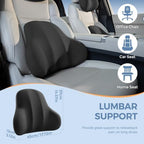 BABUR Car Lumbar Support Pillow Memory Foam Back Cushion for Driver Seat - Image 2