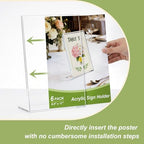 8.5x11 Acrylic Sign Stand Holders, Clear Plastic Table Paper Display Stands - Image 4