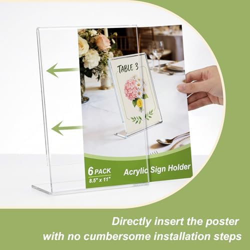 8.5x11 Acrylic Sign Stand Holders, Clear Plastic Table Paper Display Stands - Image 4