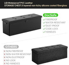 DocSafe Storage Ottoman Bench,Fireproof＆Waterproof Folding Bench with Lock(15”x 43”x15”),Leather Storage Chest with Handles＆2 Extra Boxes,Ottoman Safe for Bedroom,Living Room,Home Office,Black - Image 5