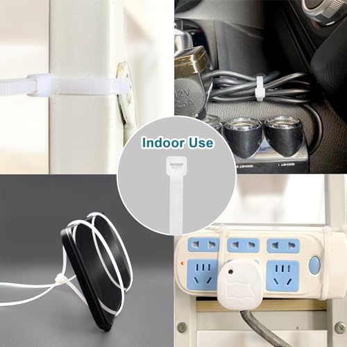 White Zip Ties 14 inch (1000 Pack), Clear, 50 lb, UV Resistant Cable Ties for Outdoor Use, LOCKLOCK - Image 4