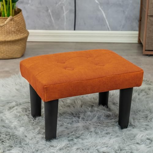 CAROLMADE Ottoman Foot Rest, Suede Small Ottoman Foot Stool with Legs Modern Footstool Ottomans for Living Room Entryway Office, Orange by CAROLMADE