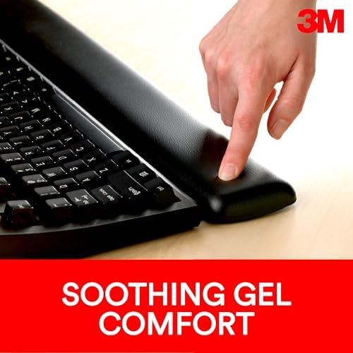3M™ Compact Gel Wrist Rest for Keyboards, Soothing Gel Comfort, Product Protection, 18" Wide, Black - Image 3