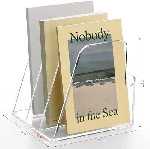 SANRUI Clear Acrylic Magazine File Holder Vertical Desk Organizer 3-Slot - Image 5