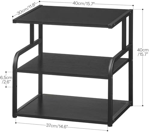 HOOBRO Printer Stand, 3-Tier Desktop Printer Table, Under Desk Printer Storage Office Organizer, Storage Rack with Adjustable Shelf, for Home Office, Kitchen, Living Room, Black BB06PS01 - Image 3