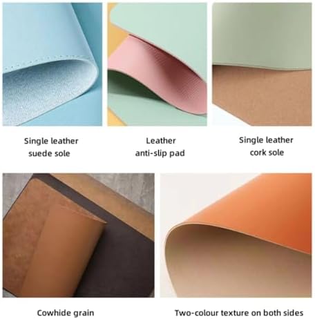 Desk Protecor Mat, Desktop Writing Pad, Large PU Leather Office Desk Mat, Waterproof Non-Slip Writing Desk, Leather Cork Desk Pad with Sewing,Pink,39 * 19 in - Image 4