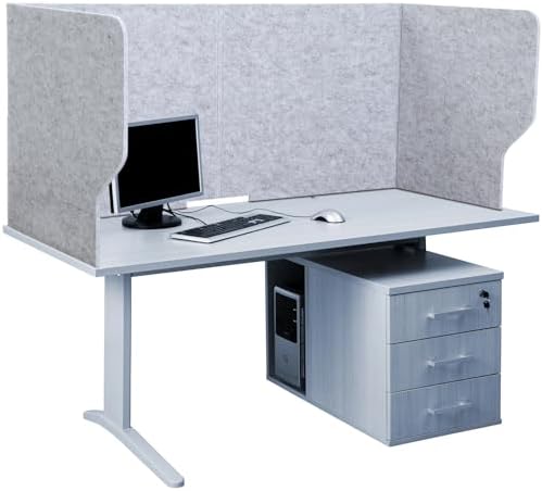 Dunzoom Large Desk Divider Foldable U-Shaped Privacy Partition 48"L x 20"H by Dunzoom