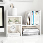 Jerry & Maggie - Desktop Organizer Office Storage Rack Adjustable Wood Display Shelf | Birthday Gifts - Toy - Home Decor | - Free Style Rotation Display - True Natural Stand Shelf (White) by JERRYMAGGIE