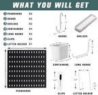 Wall-Mounted Pegboard Kit, 25.2" x 25.2" Organizer Panel – Large, Cost-Effective & Nail-Free Installation Black - Image 4
