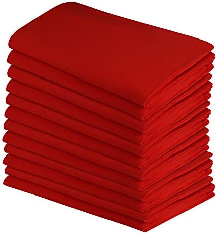 DG Collections 100% Cotton Flour Sack Towels – 12 Pack, 27x27 Inches, Red, Lint-Free, Pre-Washed, Hemmed Edges – Reusable Kitchen Towels for Cleaning, Embroidery, Printing & Crafts - Red by DGCollections