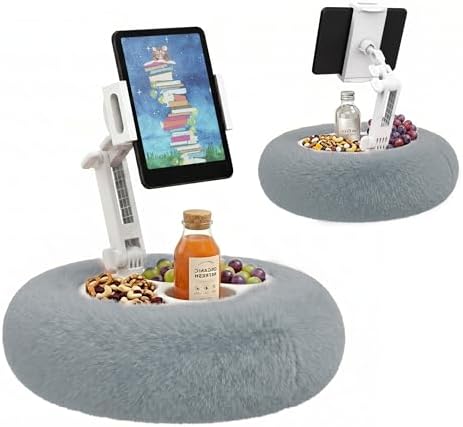 HomeMount Stable Tablet & Kindle Pillow Stand with Snack Tray, Grey by HomeMount