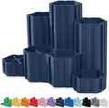 Glassboard Studio Hexaflex Organizer Set - Pen and Pencil Holder for Desk, Versatile Hexagon Design, Adjustable Dividers, 12 Color Options - Desk and Office Organization (Navy Blue) by GlassboardStudio