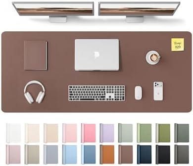 YSAGi Leather Desk Pad Protector, Office Desk Mat, Large Mouse Pad, Non-Slip PU Leather Desk Blotter, Laptop Desk Pad, Waterproof Desk Writing Pad for Office and Home (Chocolate,55" x 17.2") by YSAGi