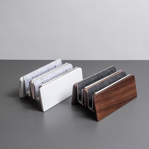 Raico Verical Laptop Stand MacBook Walnut Wood Dual Laptop Vertical Setup Holder Stand (Matte White, Dual Slot | Adjustable) - Image 3