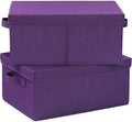HOONEX Storage Bins with Lids for Organizing, Pack of 2, Storage Boxes with 2 Carry Handles and Sturdy Heavy Cardboard, 16.5" L x 11.8" W x 7.5" H for Shoes, Books, Clothes, Nursery, Dark Purple by HOONEX