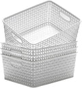 Eslite Plastic Storage Baskets for Organizing,11"X8.5"X4.7",Pack of 4 (White) by Eslite
