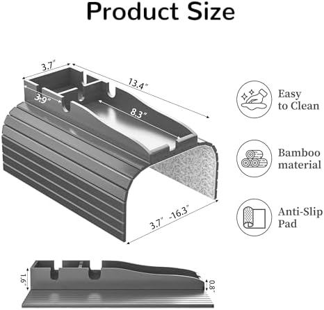 Korser Couch Armrest Table, Sofa Arm Tray with Removable Cup Holder, 2 in 1 Anti-Slip Armrest Tray Table for Couch, Bamboo Foldable Couch Cup Holder for Drinks Snacks Phone Remote Control - Image 3