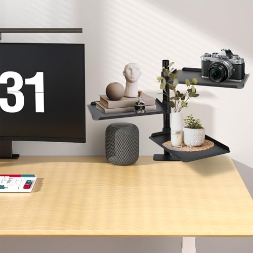 FAHKNS Multifunctional Desk Clamp Shelf, 3-Tier Clamp on Desk Shelf - Image 2