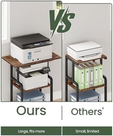 CHOEZON 23.6-in Printer Stand with Storage, 3-Tier Printer Table for Home Office, Printer Cart Under Desk Storage, Suitable for Study, Kitchen, Living Room, Rustic Brown and Black TPS02BF - Image 6