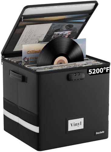 DocSafe 5200°F Fireproof Vinyl Record Storage Box with Combination Lock by DocSafe