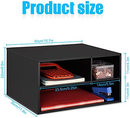 EMERIT Printer Stand Shelf with Storage Wood Desk Paper Organzier for Home/Office,Printer Riser, 2 Tire - Image 4