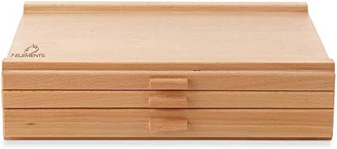 7 Elements 3 Drawer Wooden Artist Storage Supply Box for Pastels, Pencils, Pens, Markers, Brushes and Tools - Image 6