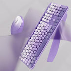 UBOTIE Wireless Keyboard and Mouse Combo, Phone Holder (Purple) - Image 3