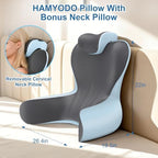 22" XL Reading Pillow Sitting in Bed,Back Support & Armrests(Grey & Blue) - Image 5
