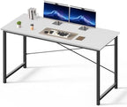 OLIXIS 55 Inch Computer Office Desk for Small Spaces, Writing Gaming Work Desk Modern Study Table with Metal Frame Home Bedroom, White by OLIXIS