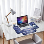 Moonlit Castle Desk Mat Set Dream Night Sky Large Mouse Pad with Wrist Rest 4in1 Desk Mat for Desktop Ergonomic Computer Desk Arm Wrist Anti-Slip Computer Ergonomic Mouse Pad Home Office Gaming - Image 7