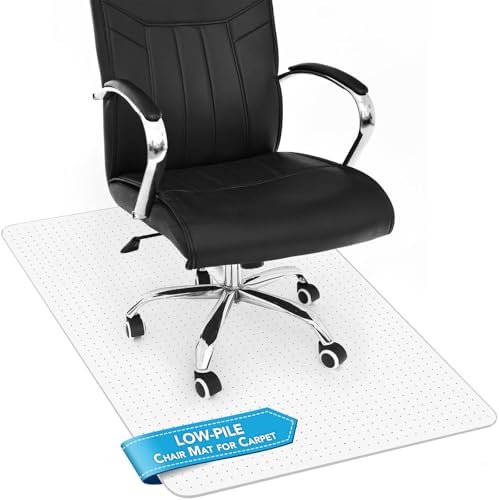 Thickened Chair Mat for Carpet - 47”X 35.5” Heavy Duty Office Chair Mat for Low-Pile Carpeted Floors. Carpet Protector for Office Computer Desk Chair. Easy Rolling, Clear by TONOS
