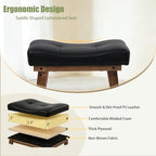 Vanity Stool with Wood Legs, Wooden Makeup Stool Chairs, Small Faux Leather Vanity Bench, Modern Square Makeup Bench Chair for Vanity, Living Room, Under Desk Foot Stool, Black - Image 3