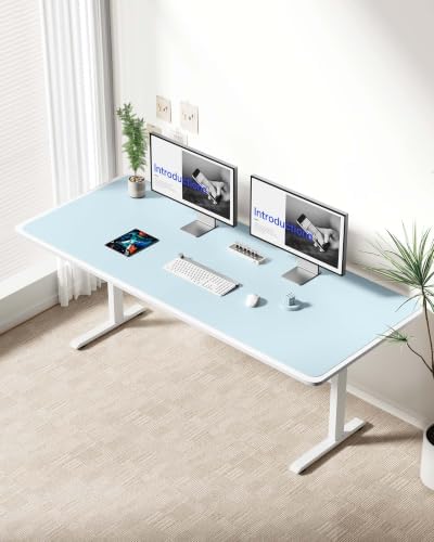 YSAGi Leather Desk Protector, Office Mat, Large Mouse Mat, Non-Slip PU Leather Blotter, Laptop Desk Mat, Waterproof Writing Pad for Office and Home(Baby Blue, 63" x 24") - Image 3