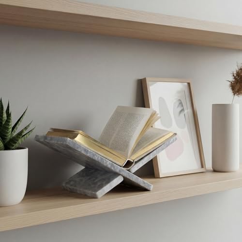 Marble Book Stand 11" X 7.5" X 4.5" for Reading Display White - Image 5