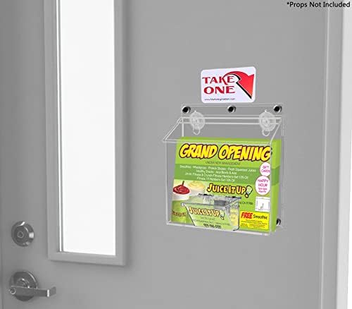 Marketing Holders 4 Pack Brochure Box with Lid Metal Mount Clear Acrylic Magnetic Outdoor Caddy Holds 9" x 6" Bifold Ads and 3.5" x 2" Business Cards with Take One Sticker Hangs On Smooth Surfaces - Image 5