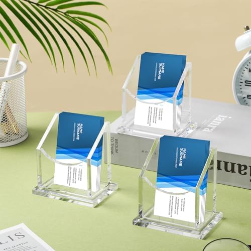 Watersay 4 Pack Vertical Acrylic Business Card Holders, Clear Desk Stand - Image 5